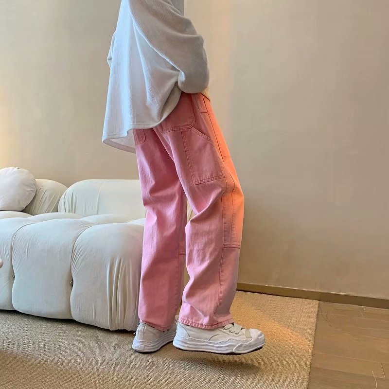 Men'S Fashion Nova Jeans - 2026 Neue Mode Rosa Baggy Herren