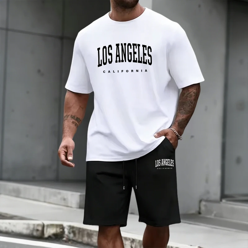 Mens Fashion Ideas - Herren-Trainingsanzug: Kurzarm-Oberteil und knielange Shorts –