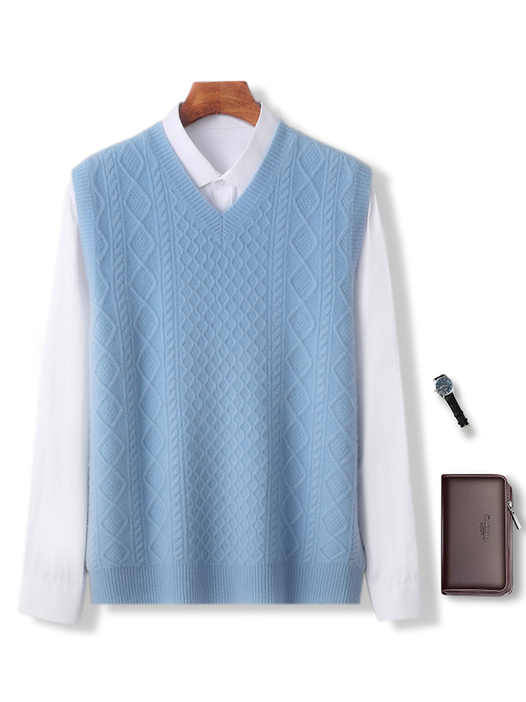 Men'S Fashion V Neck Sweater - 100 % Merinowolle Herren V-Ausschnitt Herbst