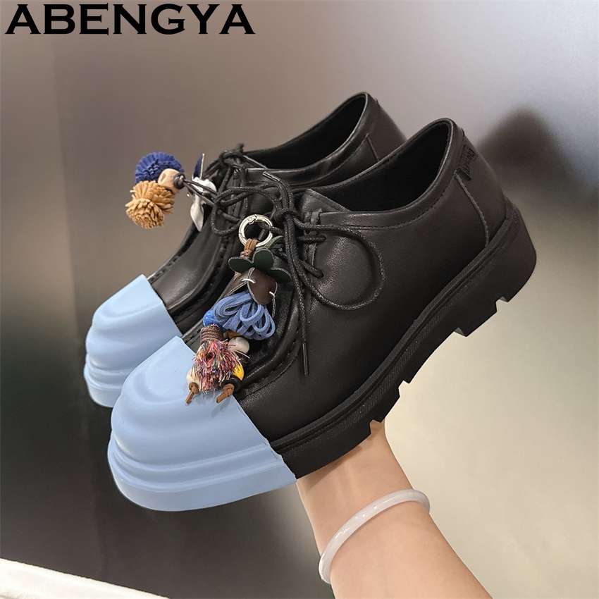 Men'S Fashion Loafers Shoes - Mehrfarbige Schnür-Loafer-Schuhe aus echtem Leder für