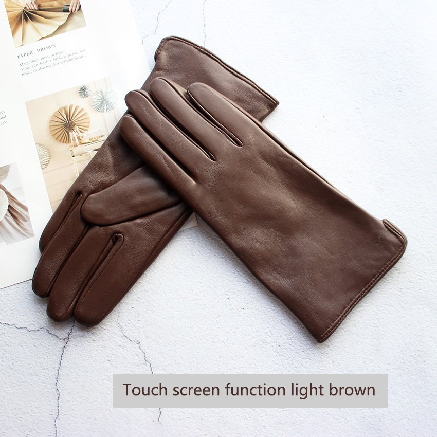 Driving Gloves Leather - Damen Farbige Schafsleder-Handschuhe Gerader Stil Fleece-Gefüttert