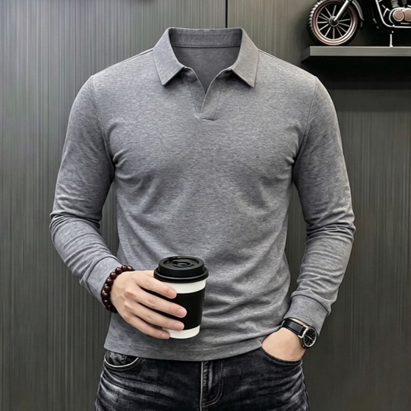 Men'S Fashion Polo Shirt - Herren Business Casual Langarm T-Shirt Frühling
