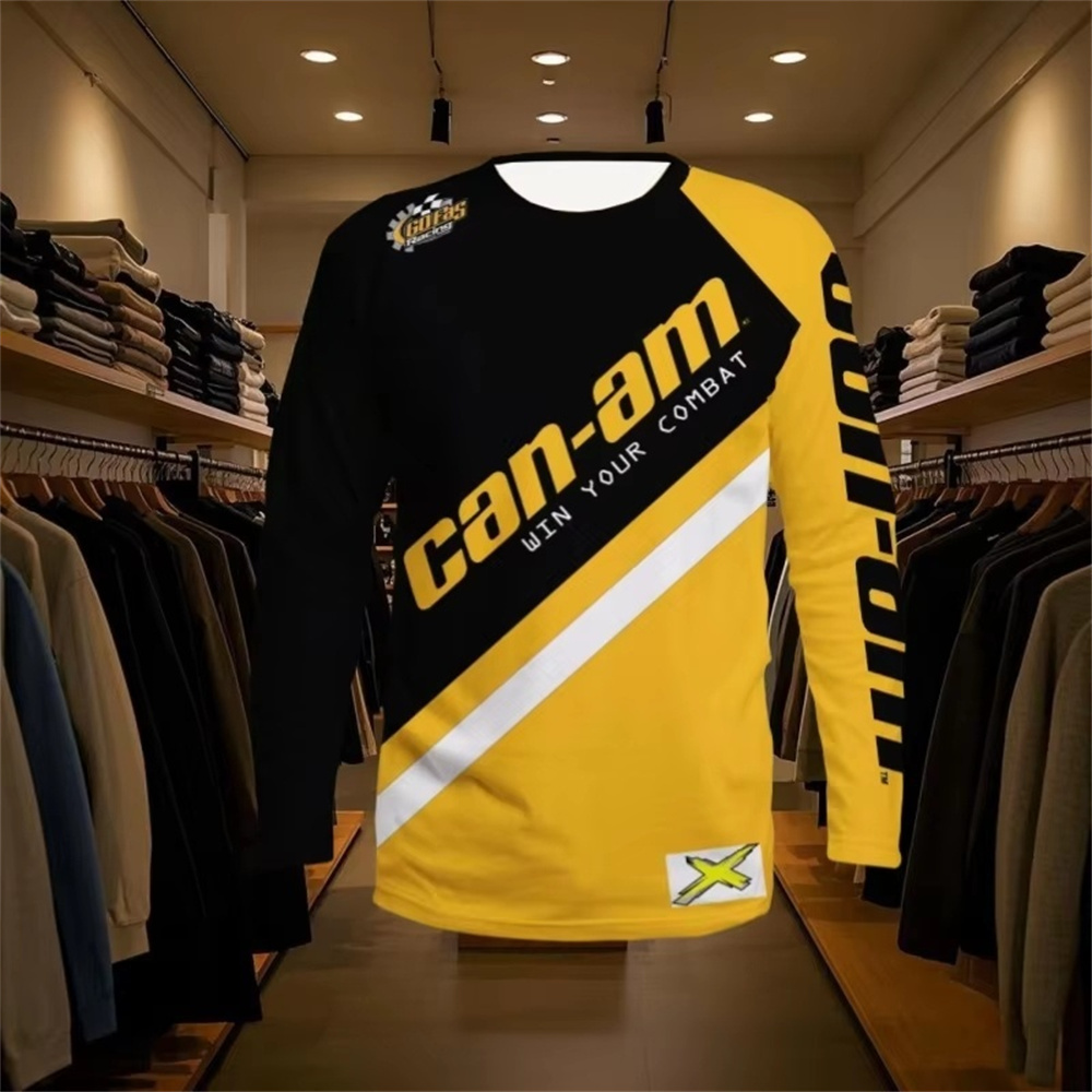 Mens Fashion Ideas - Motorrad-Renn-Langarm-T-Shirt mit Rundhalsausschnitt für Männer und