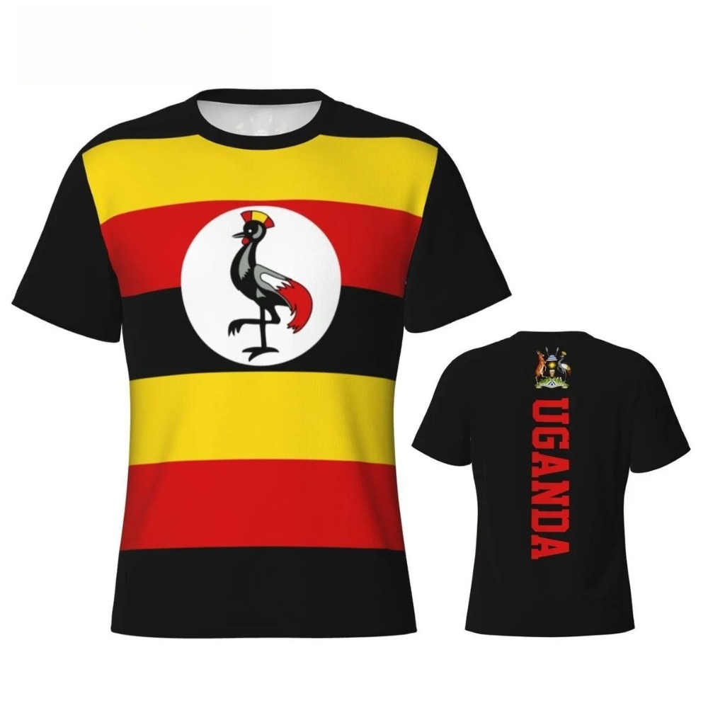 Men Fashion Uganda - Uganda Flag Crane Emblem Print Herren