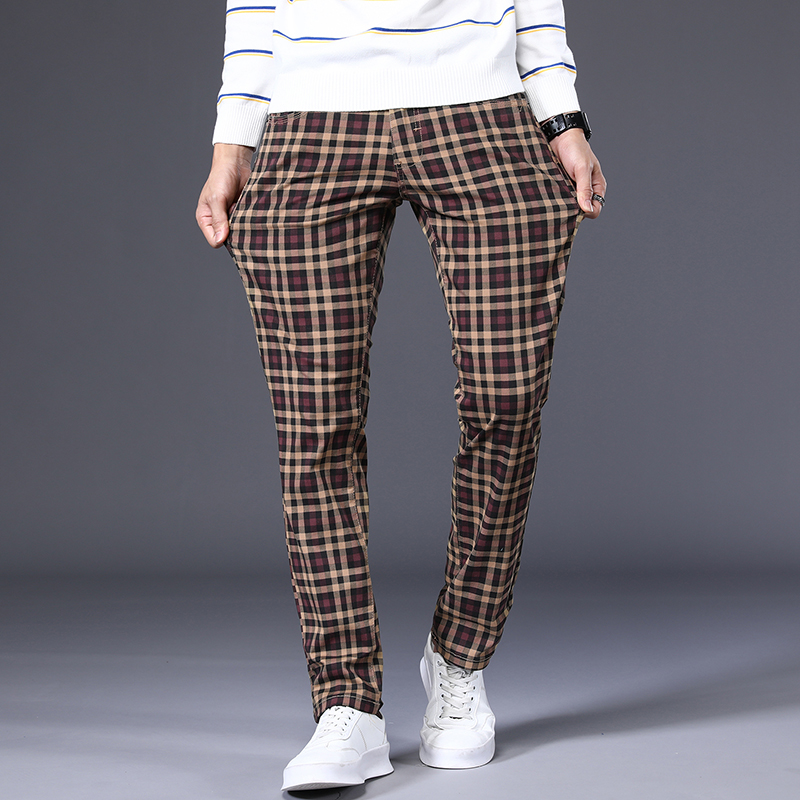 Mens Fashion Young - 6 Farben klassische karierte Freizeit hose
