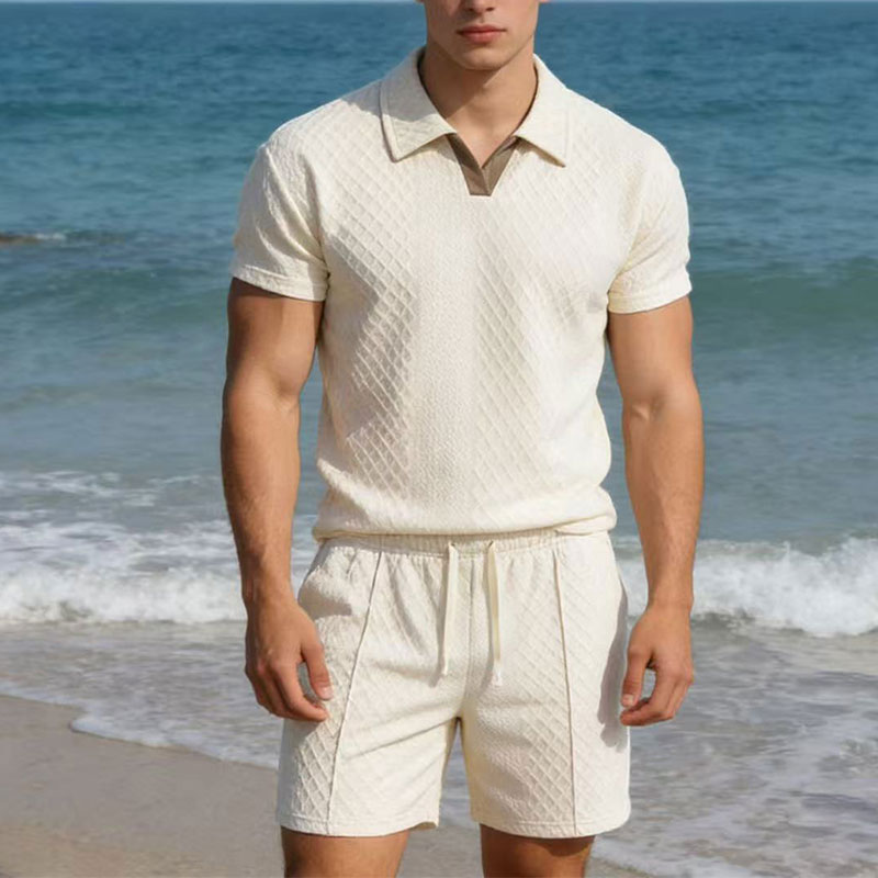 Mens Fashion Workwear - 2026 Sommer 100kg Herrenanzüge Einfarbig Waffel-Revers